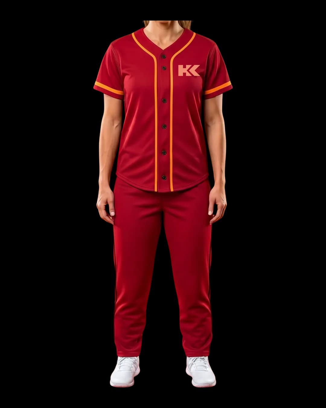 Contrast Piping Baseball Uniform worn by a model